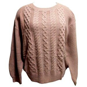 NWT Umgee Cashmere Feel Taupe Cable Knit Front Sweater Size Medium